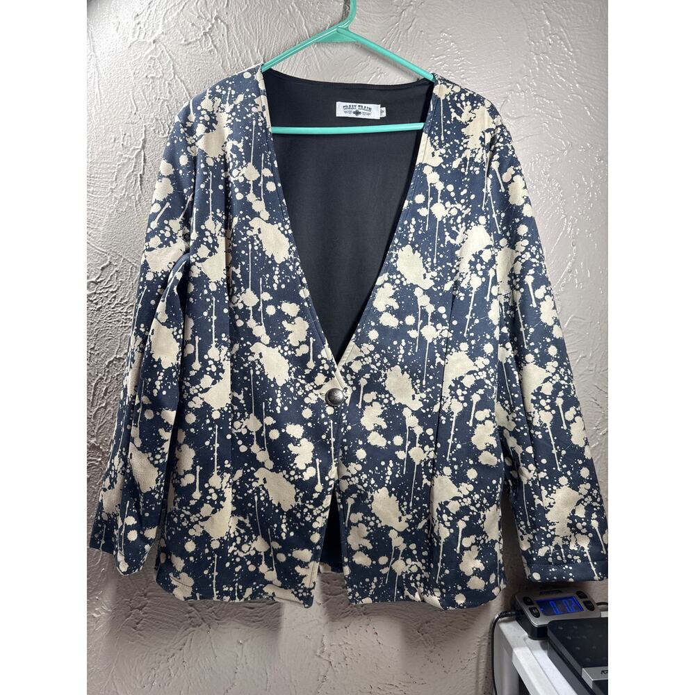 Crazy Train Ladies This‎ Ain't My First Rodeo Blazer Navy Cream Size Medium